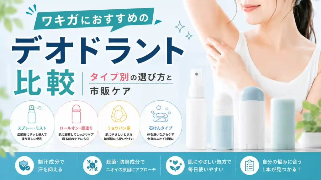 ワキガにおすすめのデオドラント比較｜タイプ別の選び方と市販ケア